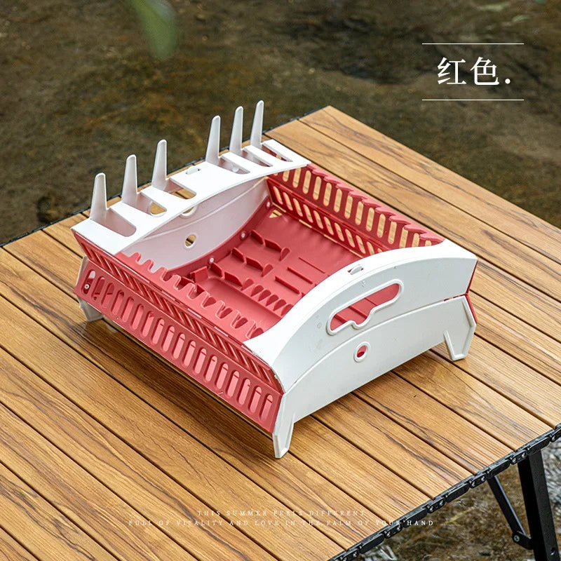 Foldable Dish Rack Collapsible Draining Tray Kitchen Storage Holder Drainer Bowl Tableware Plate Dinnerware Drainer Organizer