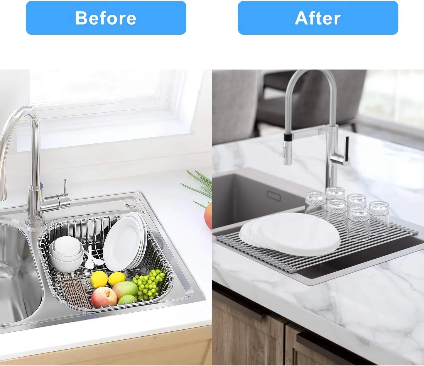 Kitchen Foldable Sink Plate Storage Bowl Holder 304 Stainless Kitchen Dish Drying Rack Dish Drainer Shelf Kitchen Accessories