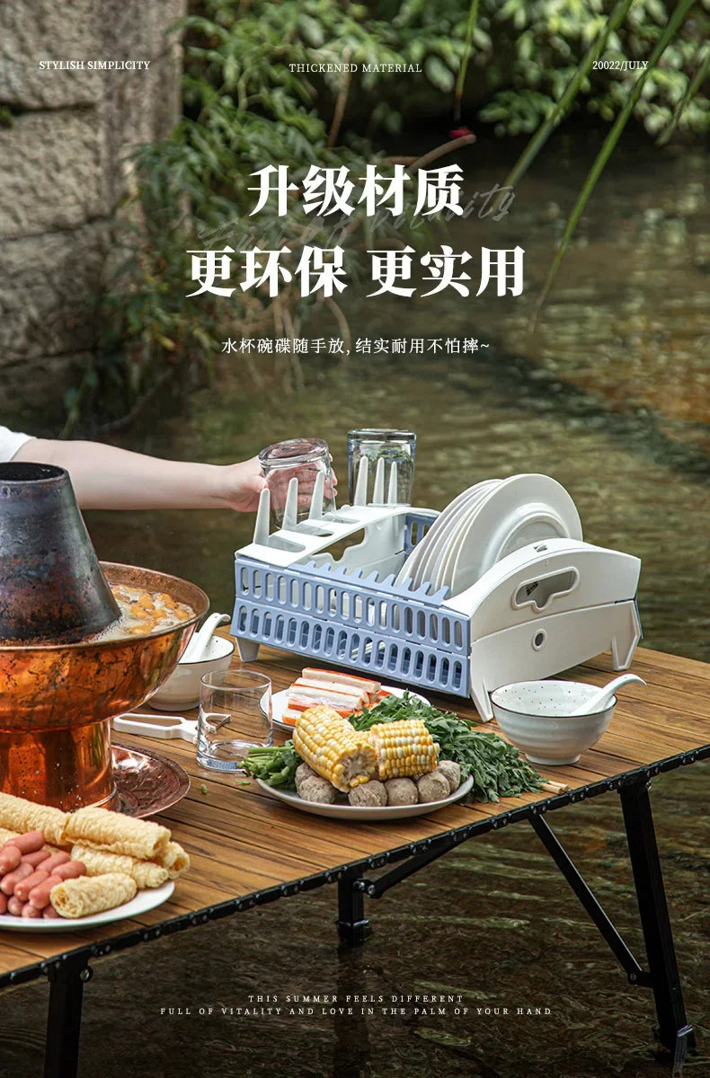 Foldable Dish Rack Collapsible Draining Tray Kitchen Storage Holder Drainer Bowl Tableware Plate Dinnerware Drainer Organizer