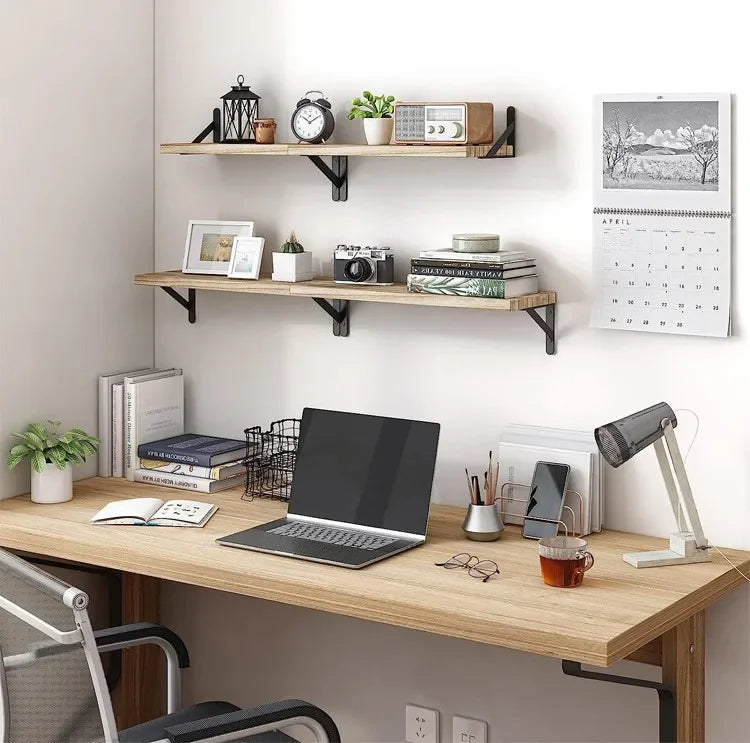 1PC Wooden Shelf Wall Mounted Floating Shelves Home Decorative Storage Rack Display Organizer For Living Room Kitchen Bathroom
