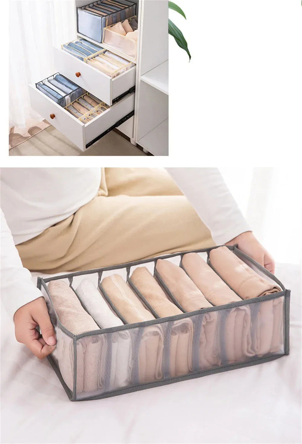 NeatNest™ Foldable Clothes Organizer – 6/7/9/11 Grid Wardrobe Divider