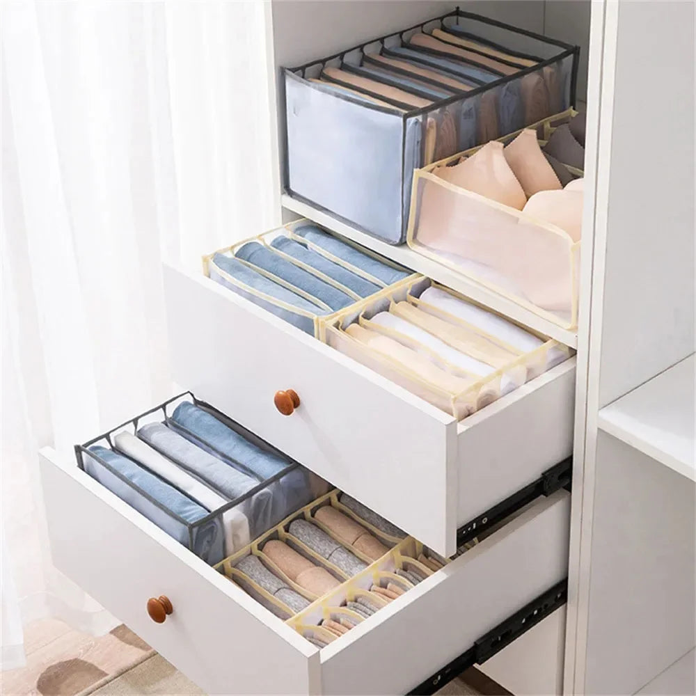 NeatNest™ Foldable Clothes Organizer – 6/7/9/11 Grid Wardrobe Divider
