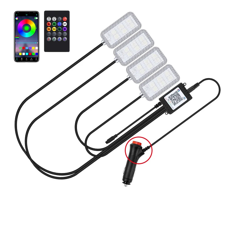 LED Car Interior Ambient Foot Strip Light Kit Accessories Backlight Remote App Music Control Auto RGB Decorative Lamp