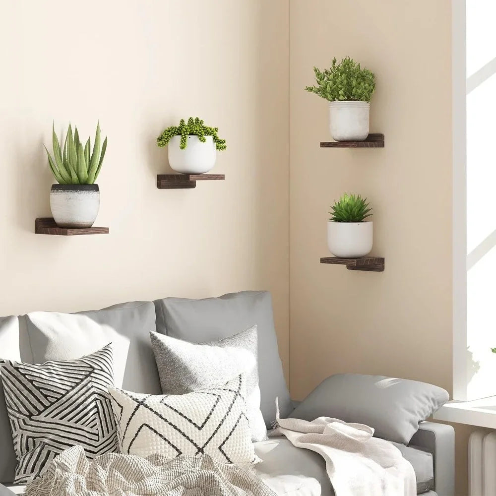 4-Pack Small Floating Shelves Household Decoration Furnishing Display Rack 5 Inch Potted Plant Sturdy Small-scale Storage Rack