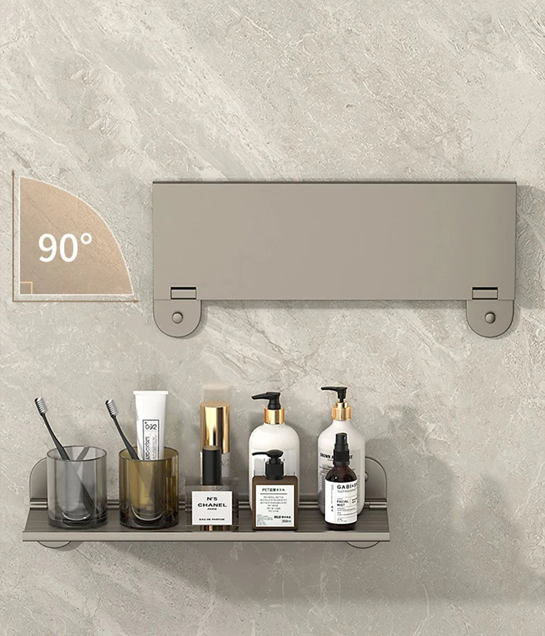 Bathroom Shelf Storage Rack Punch-Free Alumimum Foldable Shelf for Wall Bathroom Wash Basin Cosmetics Storage Organizers Shelves