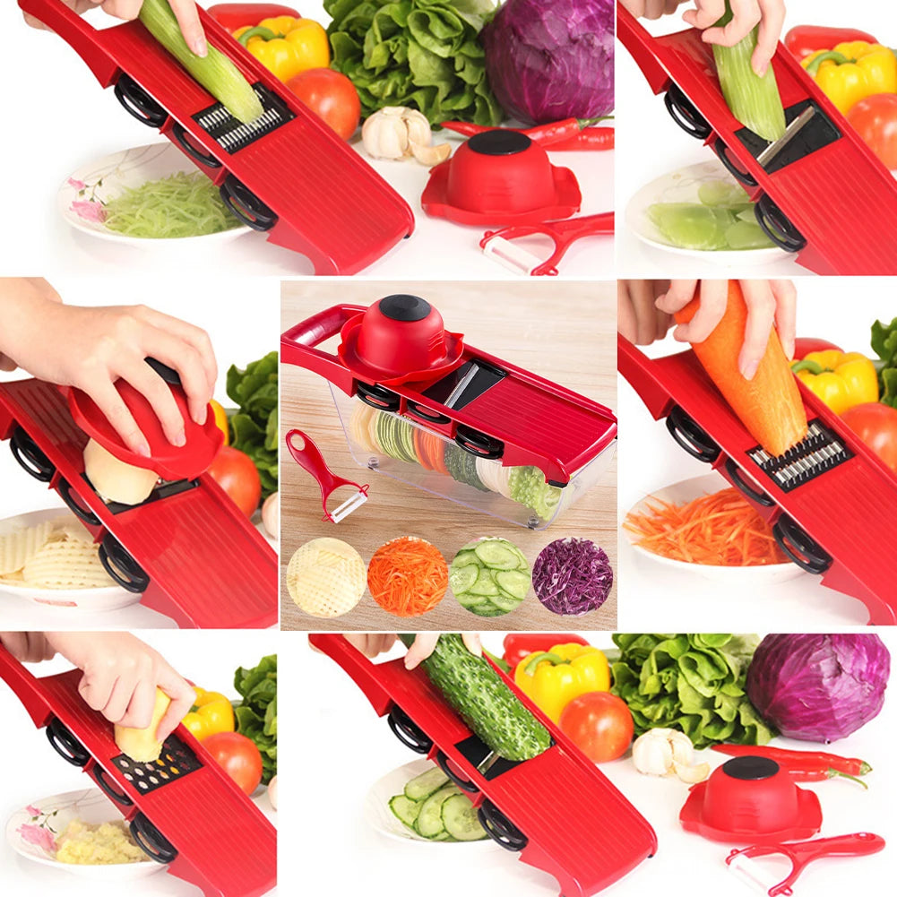 6 Modes Kitchen Tools Adjustable Mandoline Potato Vegetable Slicer French Fry Cutter Stainless Steel Vegetable Chopper Slicer