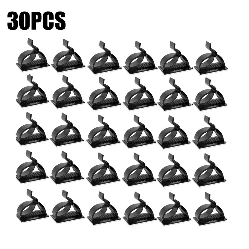 60/30/10PCS Self Adhesive Cable Management Organizer Clips Adjustable Desk Tidy Wire Cord Fixer Fastener Clips For Home Office