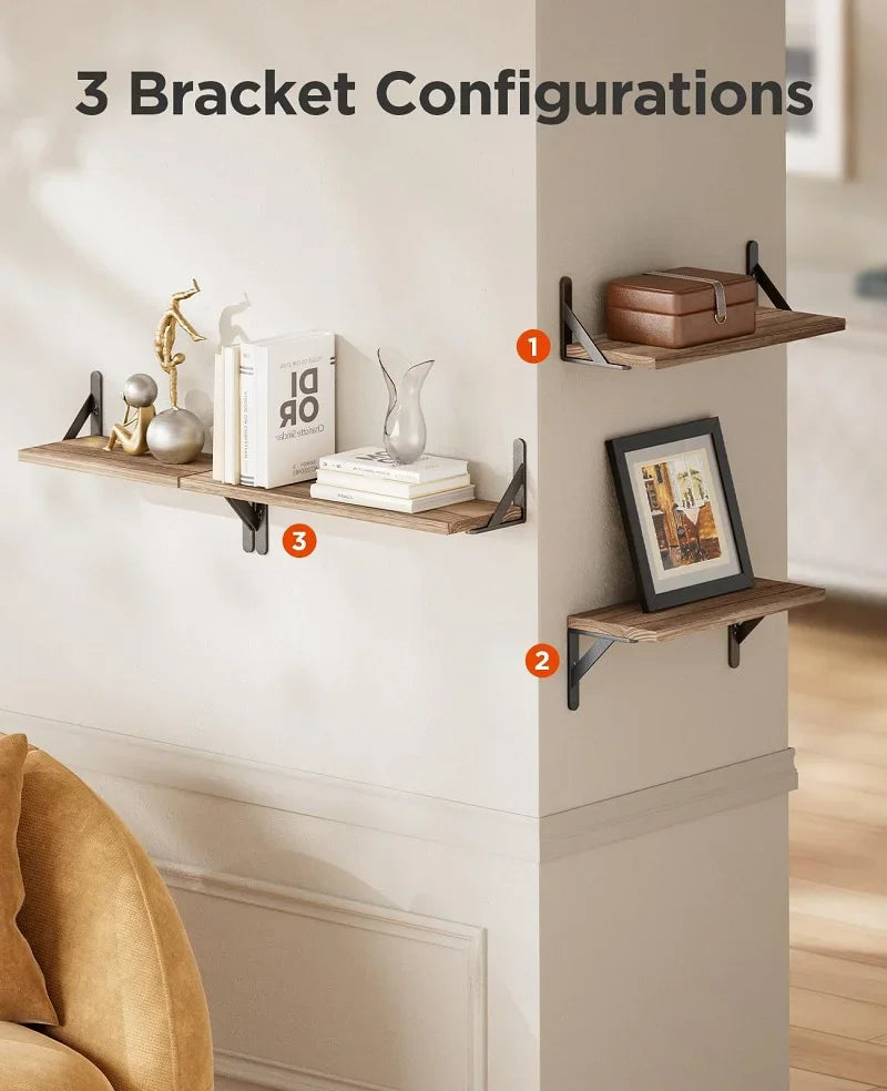 1PC Wooden Shelf Wall Mounted Floating Shelves Home Decorative Storage Rack Display Organizer For Living Room Kitchen Bathroom