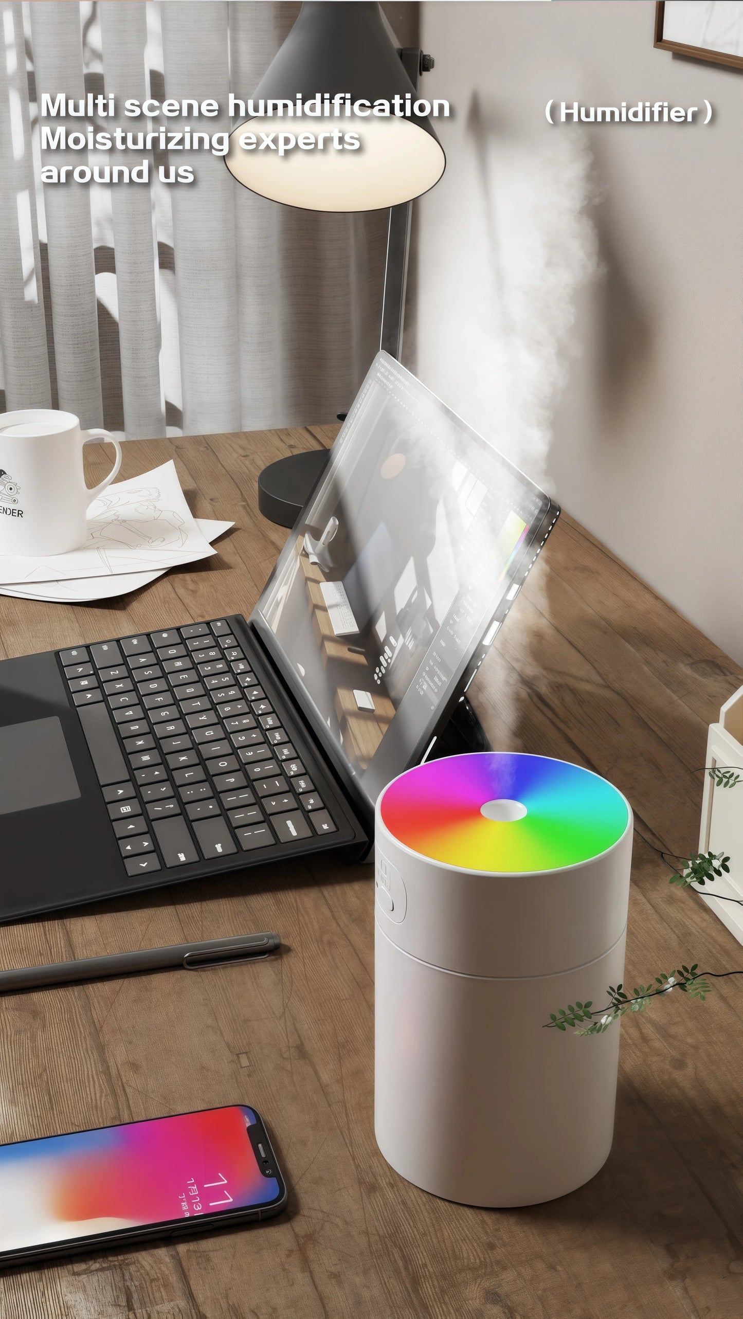 200ML Car Air Humidifier Portable Mini Spray Mist Humidifier with LED Light USB Powered Essential Oil Diffuser For Bedroom Home