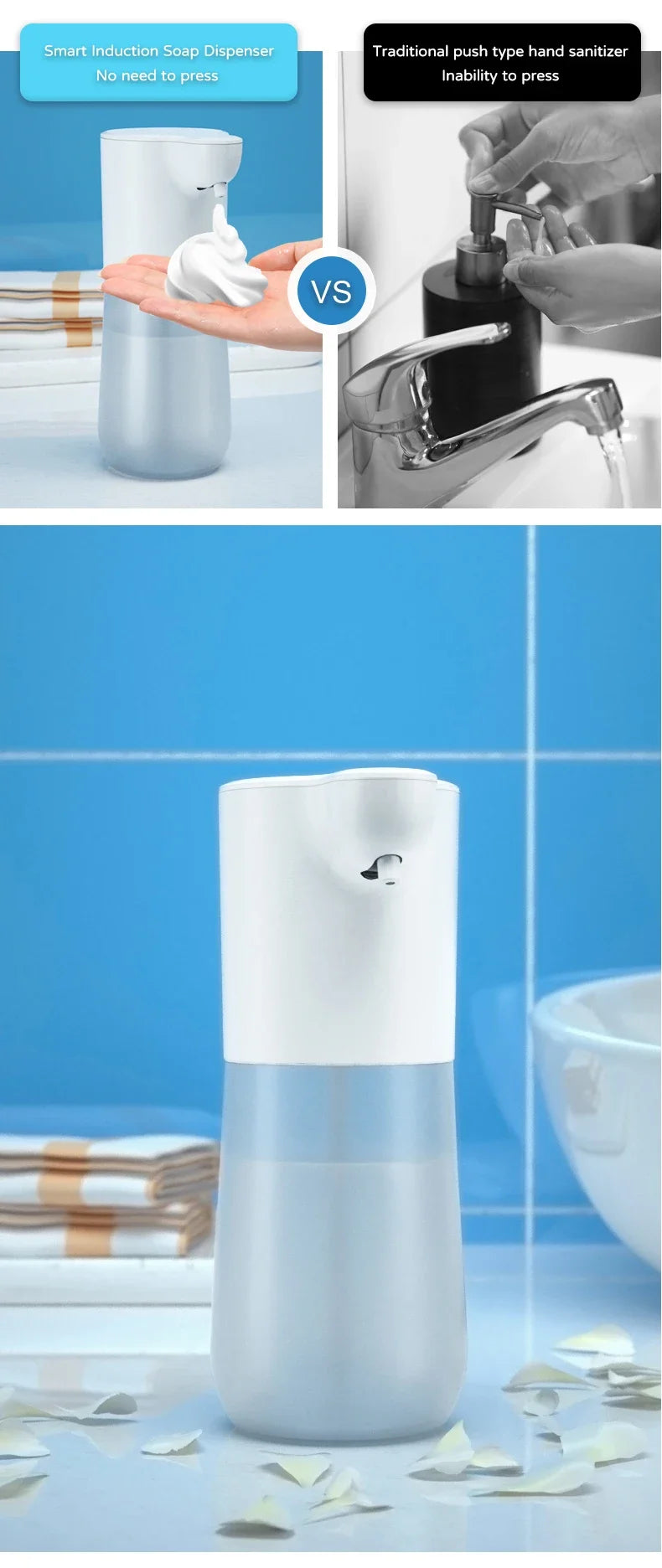 NEW 2000mAh USB Charging Automatic Induction Foam Soap Dispenser Smart Infrared Touchless Hand Washer For Kitchen Bathroom