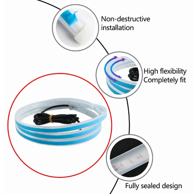 Car Hood LED Daytime Running Light Neon APP Remote Control Waterproof Flexible Auto Engine Hood Guide Decorative Ambient Lamp