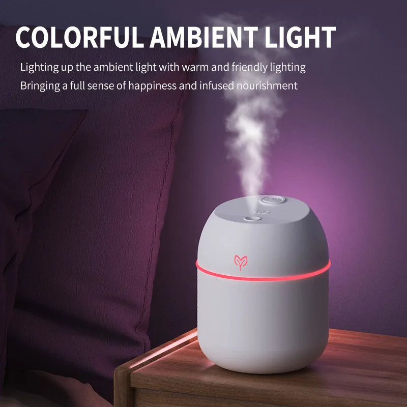 Portable USB Ultrasonic Air Mini Humidifier Essential Oil Diffuser Car Purifier Aroma Anion Mist Maker with LED Lamp Lighting