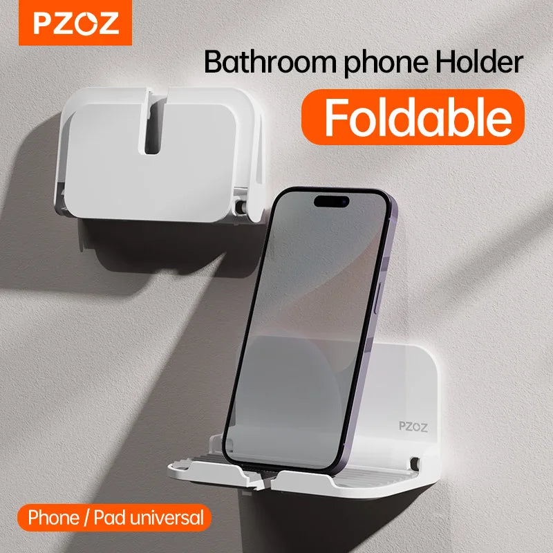 PZOZ Wall Mount Holder Charger Hook Hanging Stand Bracket Dock Mobile Phone Tablet Holder Pasted on Wall Foldable Shower Holder