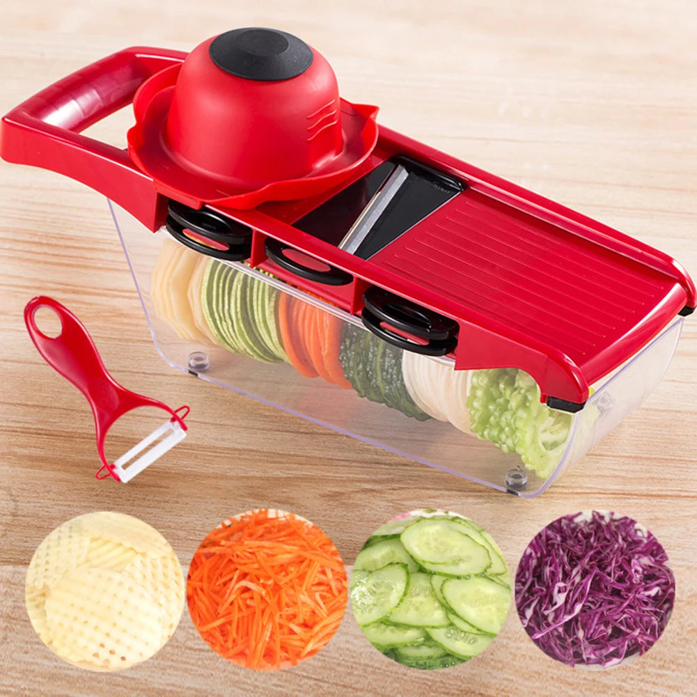 6 Modes Kitchen Tools Adjustable Mandoline Potato Vegetable Slicer French Fry Cutter Stainless Steel Vegetable Chopper Slicer