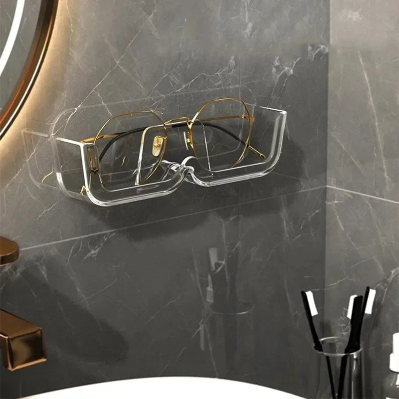 Wall Mounted Self-adhesive Glasses Storage Rack Sun-glasses Display Holder Wardrobe Decoration Home Storage Dispay Rack
