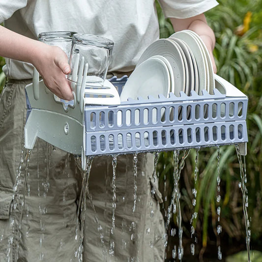 Foldable Dish Rack Collapsible Draining Tray Kitchen Storage Holder Drainer Bowl Tableware Plate Dinnerware Drainer Organizer