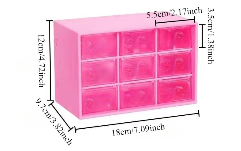 Transparent Small Drawer 9 Grids Desktop Storage Boxes Organizer Partitioned Student Desk Wall-mounted Sundries Storage Box Cute