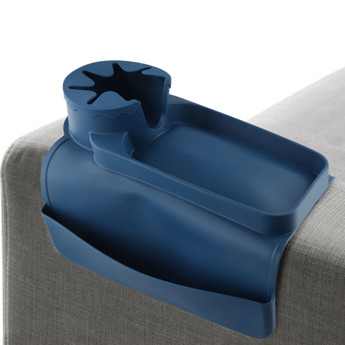 Non Slip Silicone Couch Cup Holder Tray with Side Pockets for Drinks and Remotes Convenient Organizer for Sofa