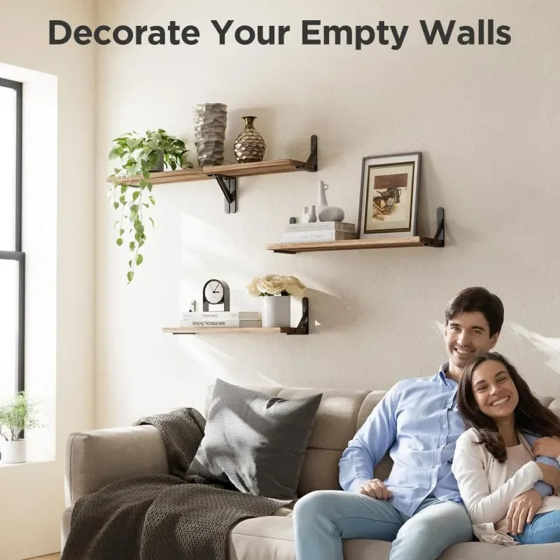 1PC Wooden Shelf Wall Mounted Floating Shelves Home Decorative Storage Rack Display Organizer For Living Room Kitchen Bathroom