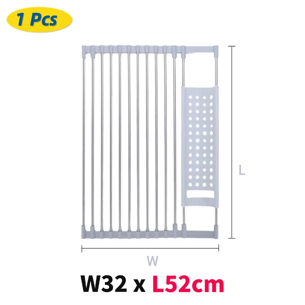 Kitchen Foldable Sink Plate Storage Bowl Holder 304 Stainless Kitchen Dish Drying Rack Dish Drainer Shelf Kitchen Accessories