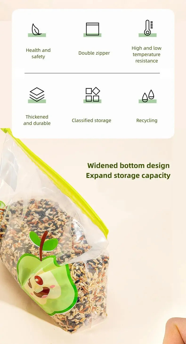 Reusable Zip Lock Bag Food Grade Transparent Storage Bag Refrigerator Fresh-keeping Bag Food Sealed Fruit Food Freezing Special