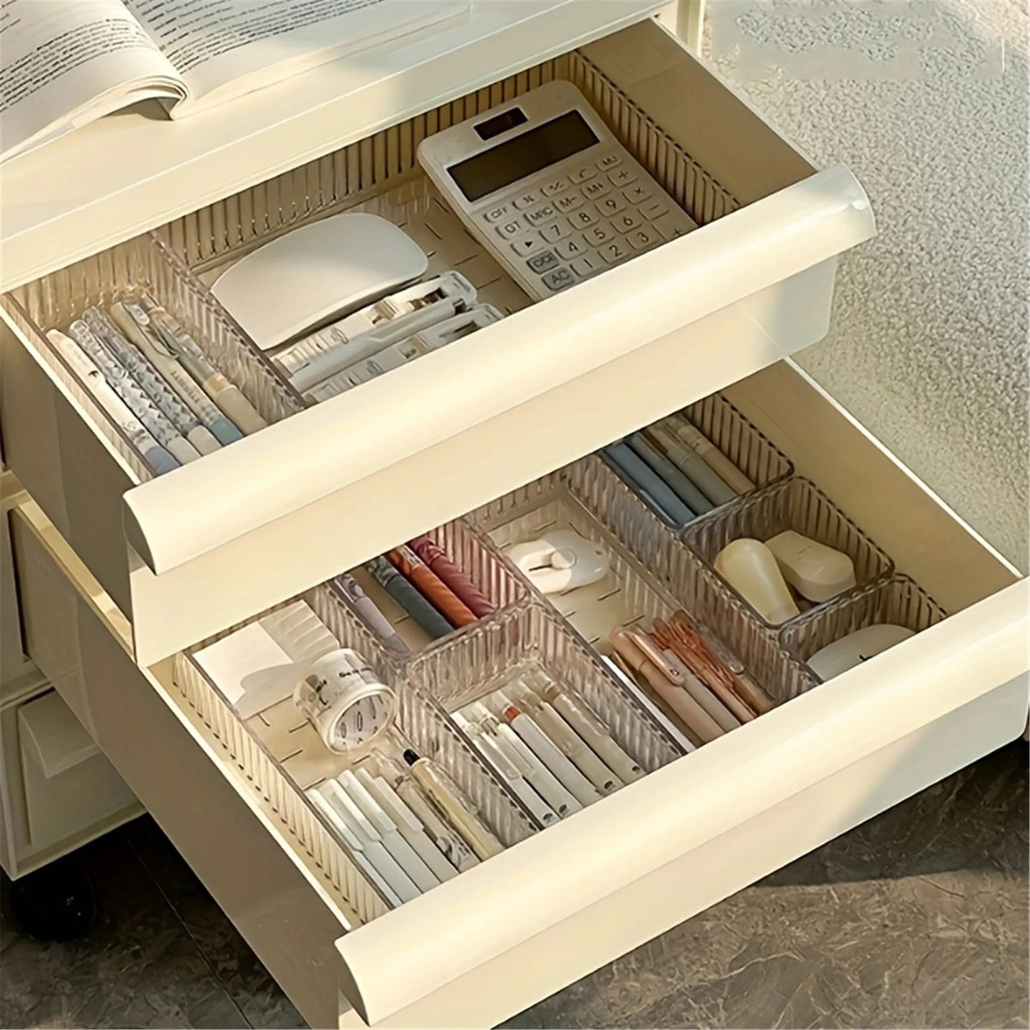 Stackable Acrylic Drawer Organizer - Adjustable Divider Trays for Cosmetics, Modular Makeup Storage Box