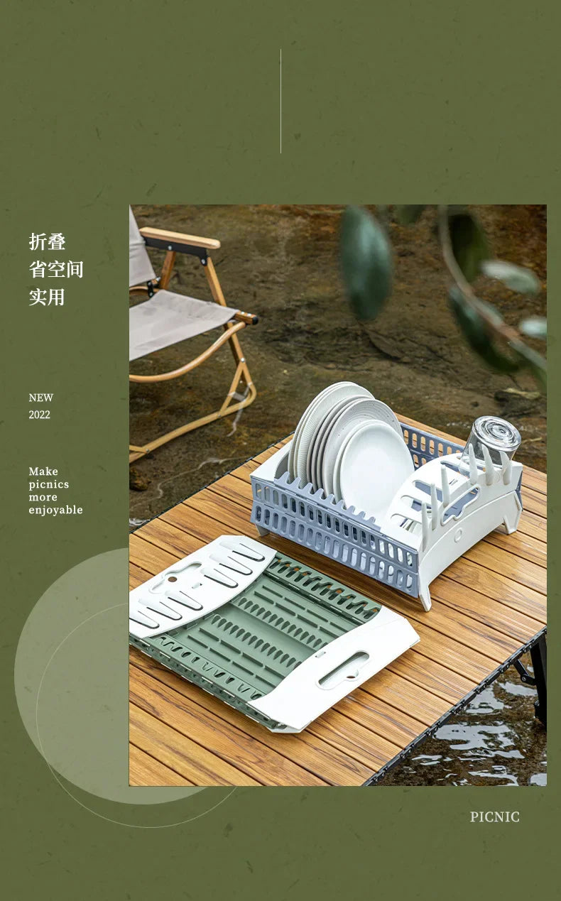 Foldable Dish Rack Collapsible Draining Tray Kitchen Storage Holder Drainer Bowl Tableware Plate Dinnerware Drainer Organizer