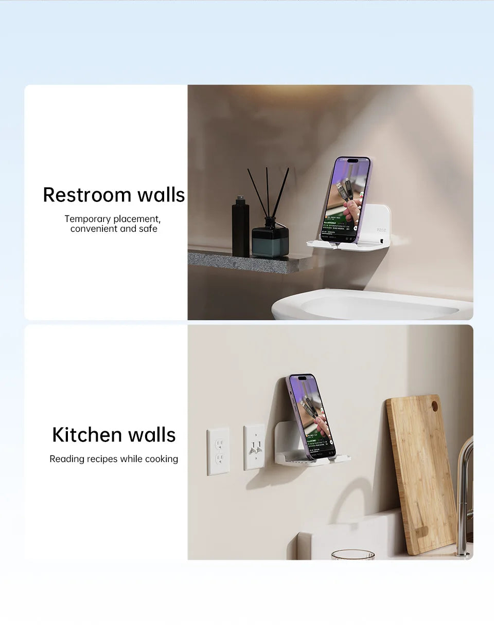 PZOZ Wall Mount Holder Charger Hook Hanging Stand Bracket Dock Mobile Phone Tablet Holder Pasted on Wall Foldable Shower Holder