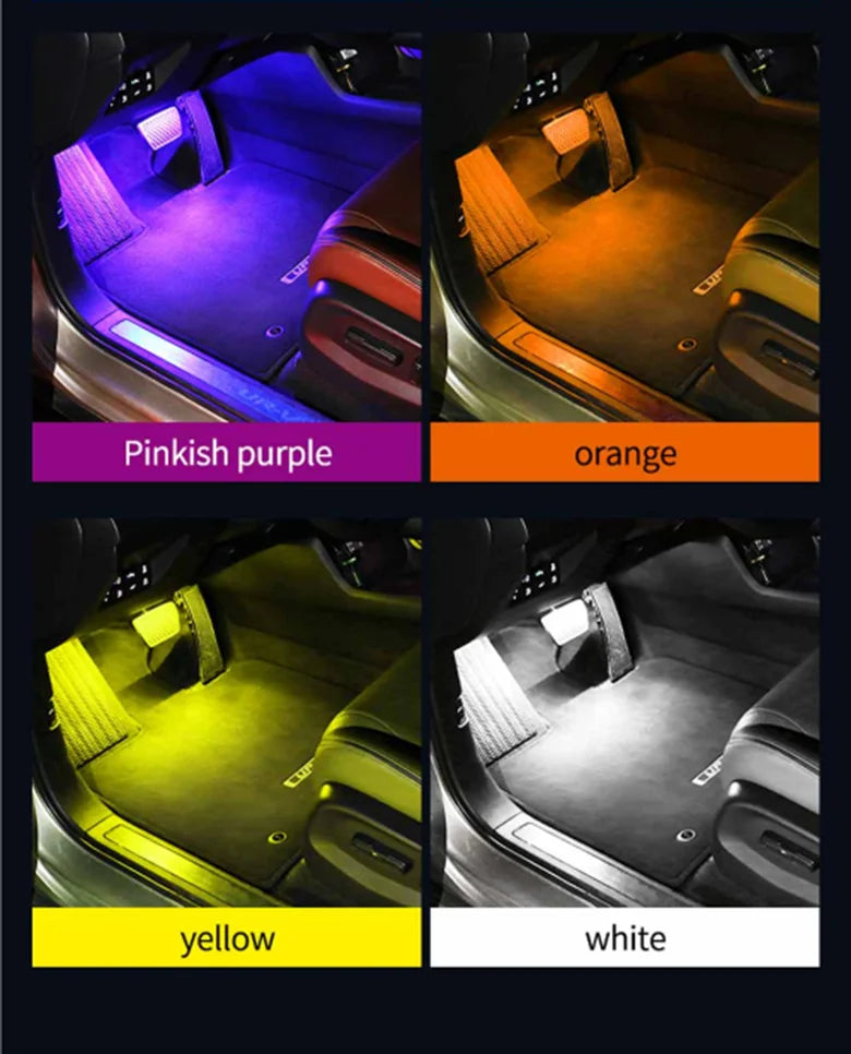 LED Car Interior Ambient Foot Strip Light Kit Accessories Backlight Remote App Music Control Auto RGB Decorative Lamp