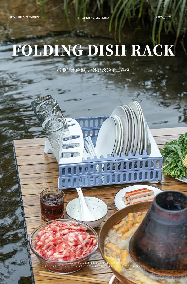 Foldable Dish Rack Collapsible Draining Tray Kitchen Storage Holder Drainer Bowl Tableware Plate Dinnerware Drainer Organizer