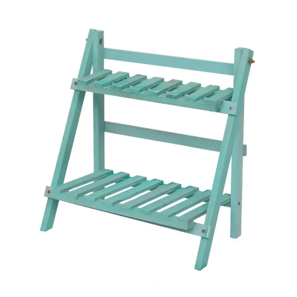 Small Wooden Plant Stand Foldable Wooden Desktop Storage Rack Double Layer Design for Plants Decorative Items Smooth Edge Burr