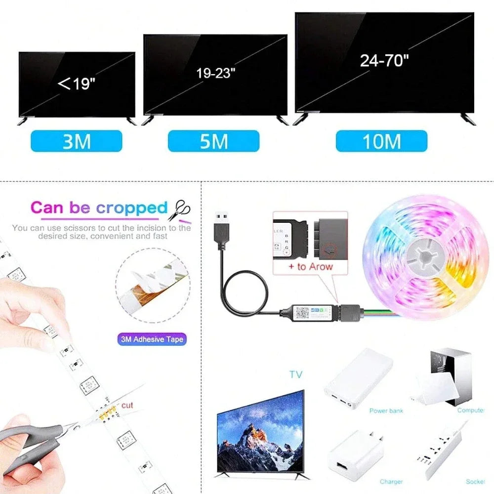 LED Strip Lights 5M 10M 20M 30M Dimmable 5050 RGB LED Lights Strips APP Control,Music Sync Color Changing TV LED Backlight