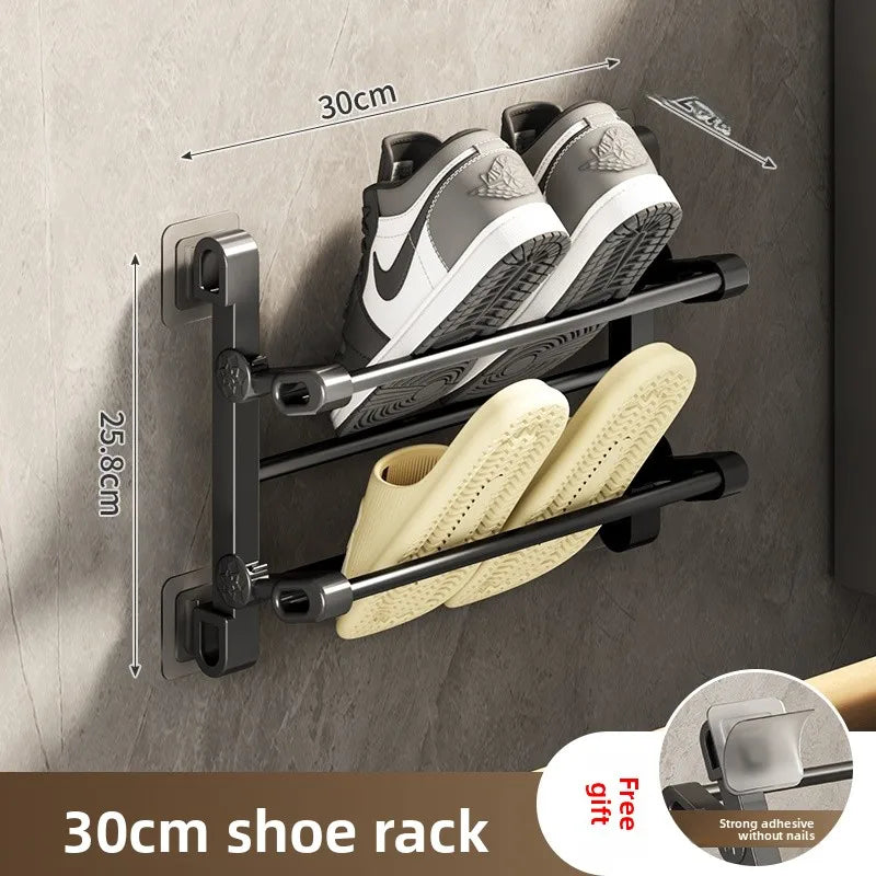 Multi-Functional Wall-Mounted Batoom oe Ra Foldable Metal Storage Organizer for Toiletries And Footwear behind Door