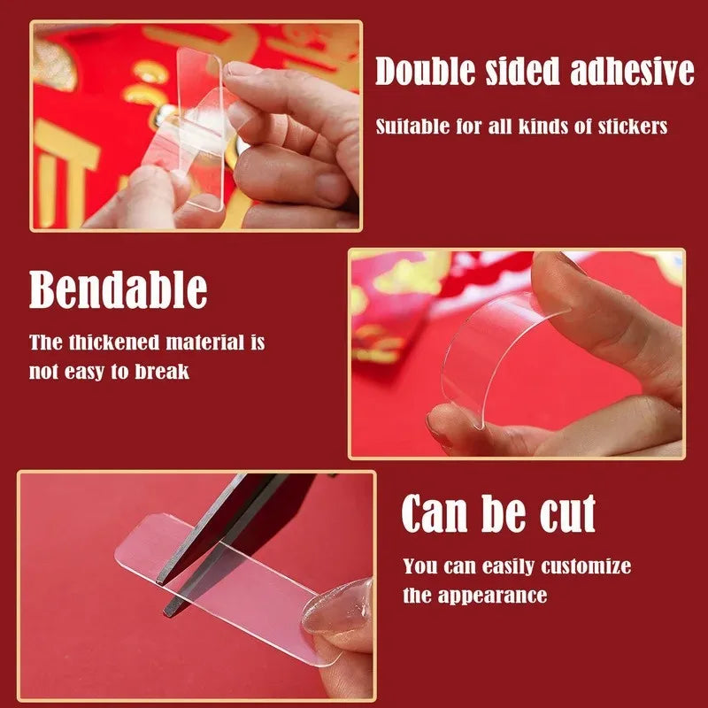 Reusable Double Sided Tape Transparent Nano Glue Seamless Self Adhesive Waterproof Seamless Wall Stickers Washable Tape