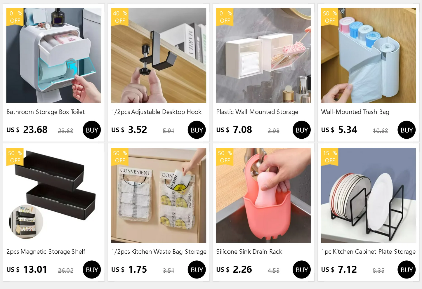 Kitchen Wall-mounted Adhesive Storage Rack Multifunctional Cabinet Door Storage Box Under Sink Drawer Shelf Bathroom Organizer