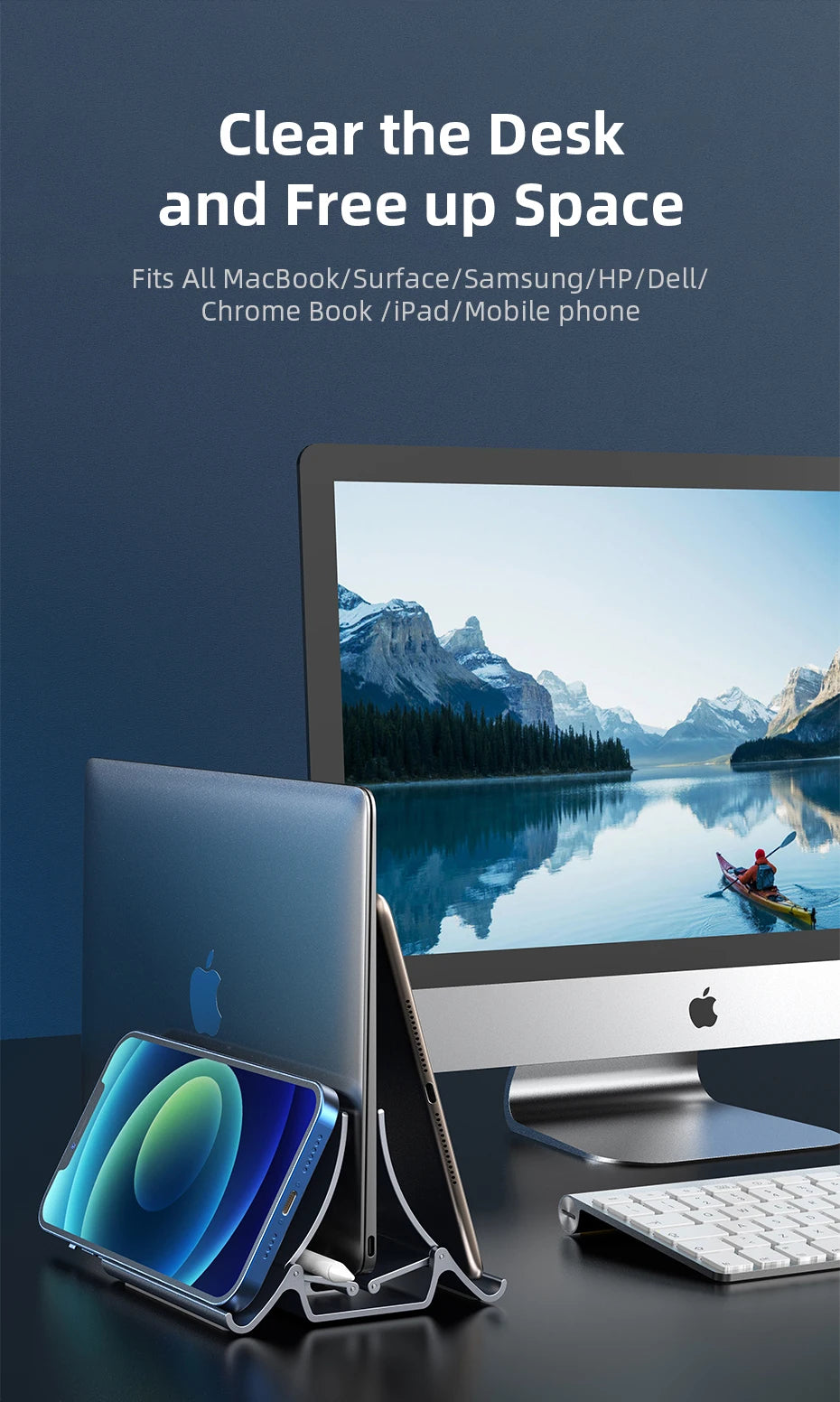 CABLETIME Vertical Laptop Stand Desktop Gravity Holder Notebook Support For MacBook Pro Air Surface HP Dell   iPad Tablet Stand