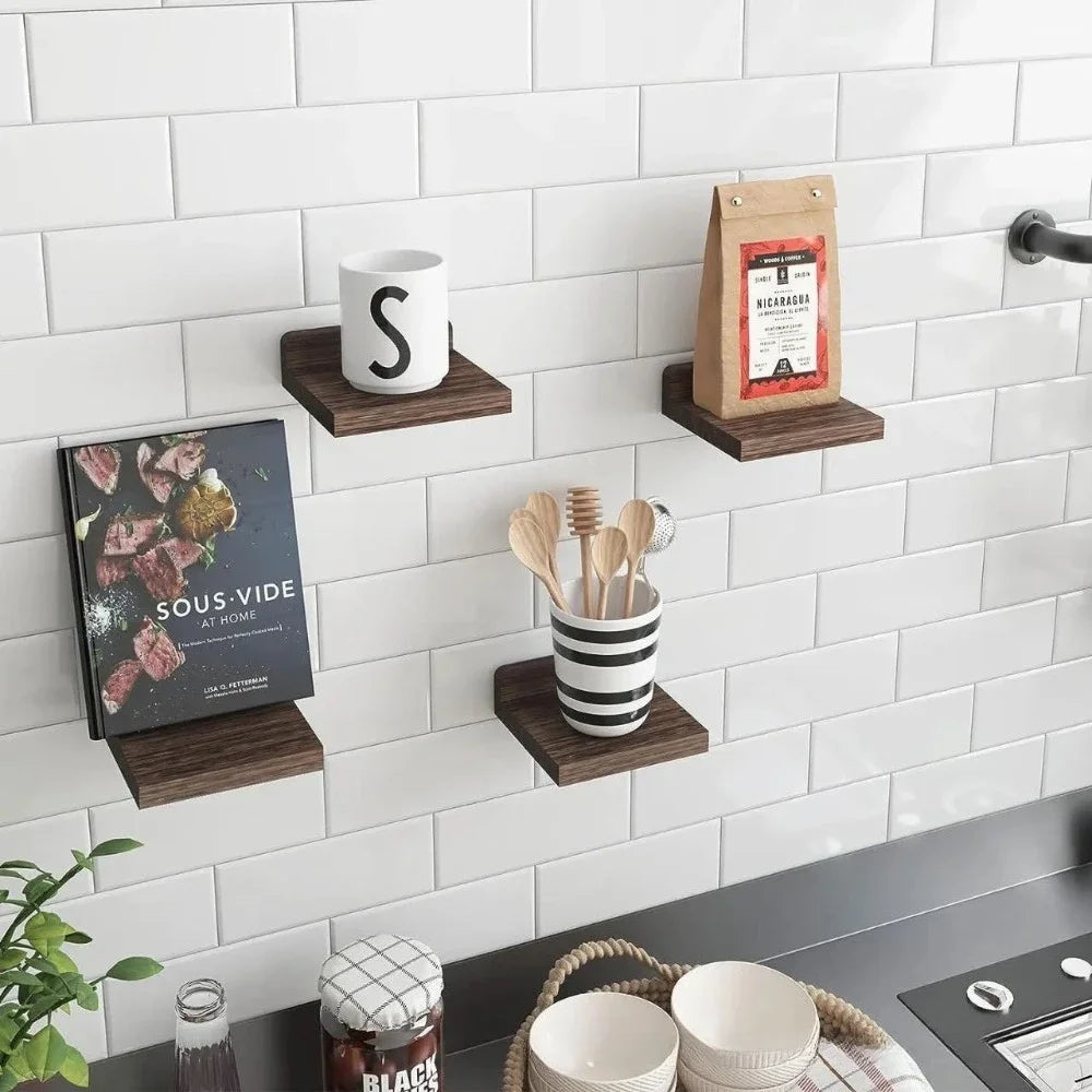 4-Pack Small Floating Shelves Household Decoration Furnishing Display Rack 5 Inch Potted Plant Sturdy Small-scale Storage Rack
