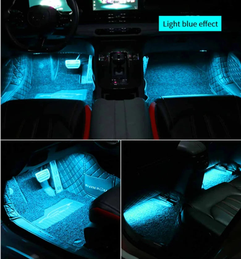 LED Car Interior Ambient Foot Strip Light Kit Accessories Backlight Remote App Music Control Auto RGB Decorative Lamp