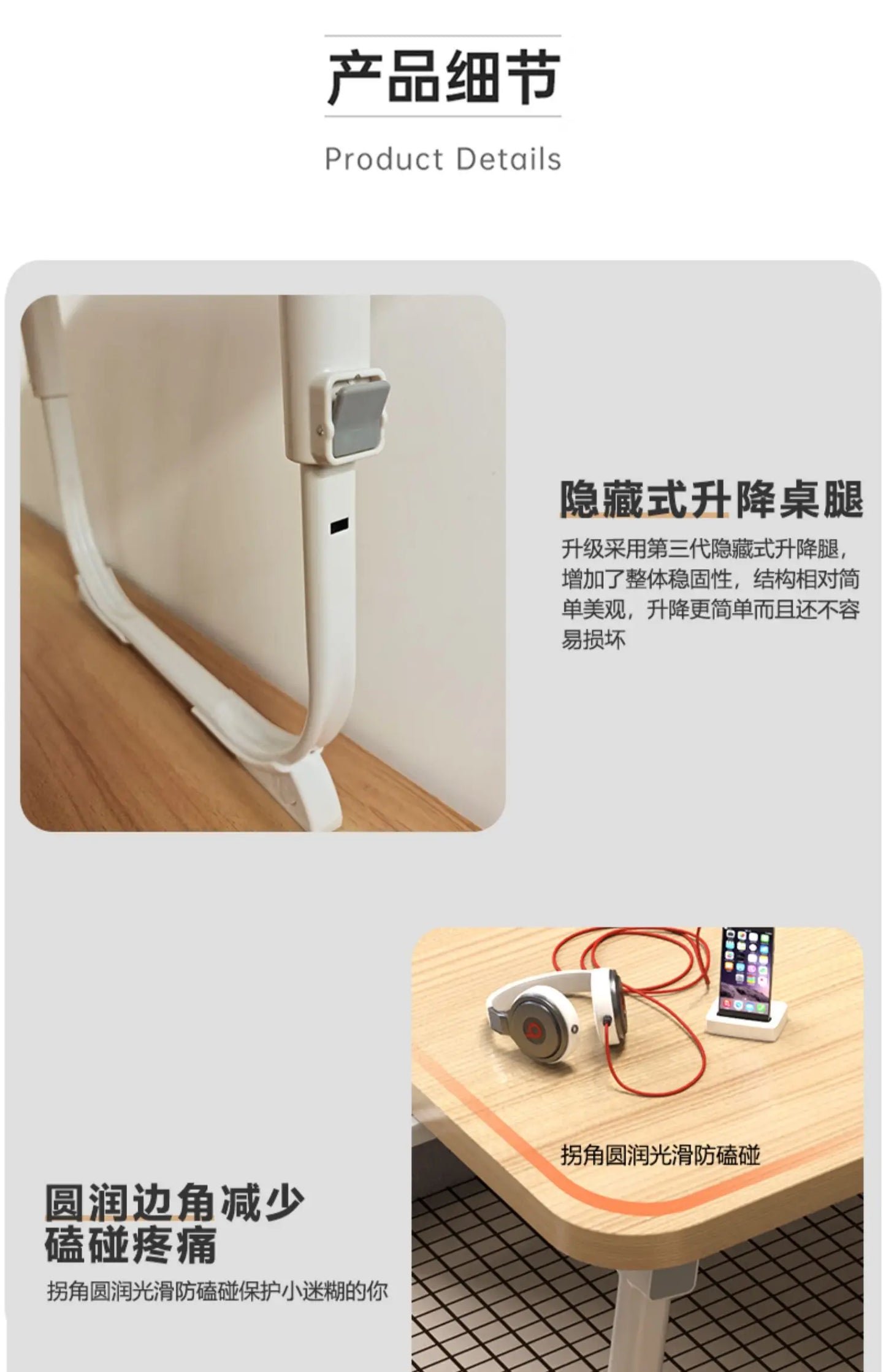 Folding Minimalist Corner Adjustable Portable Office Laptop Standing Desk Modern Ergonomic Lap L-Shaped Gaming Computer Bed