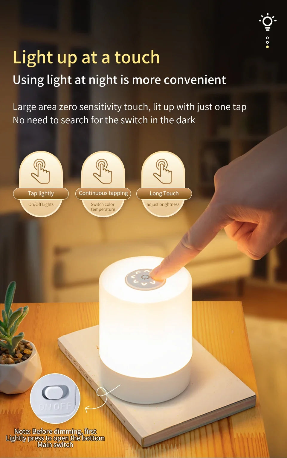 LED Touch Glow Night Light Remote Control Timing Dimming Baby Room Bedroom Lighting Table Lamp Decoration Bedside Sleeping Lamp
