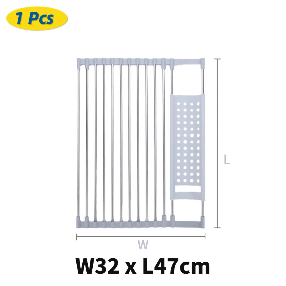 Kitchen Foldable Sink Plate Storage Bowl Holder 304 Stainless Kitchen Dish Drying Rack Dish Drainer Shelf Kitchen Accessories