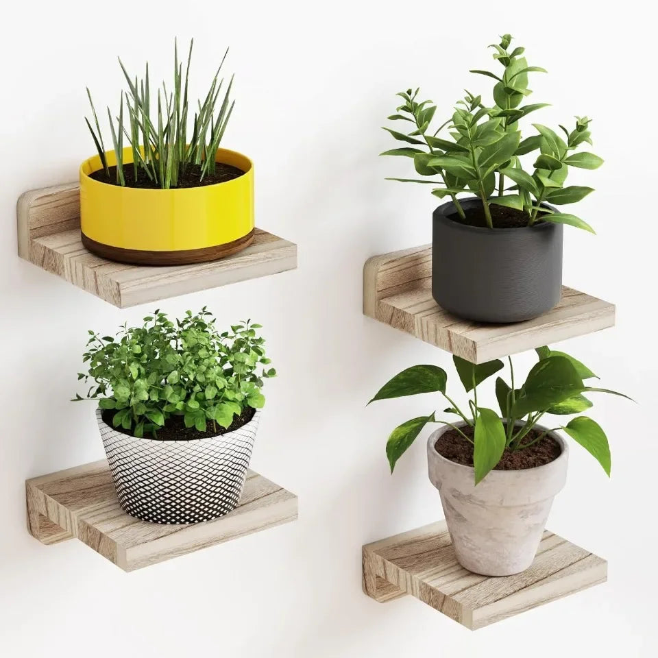4-Pack Small Floating Shelves Household Decoration Furnishing Display Rack 5 Inch Potted Plant Sturdy Small-scale Storage Rack