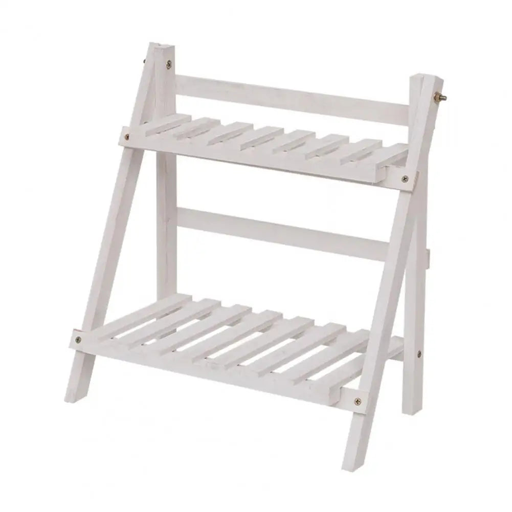 Small Wooden Plant Stand Foldable Wooden Desktop Storage Rack Double Layer Design for Plants Decorative Items Smooth Edge Burr