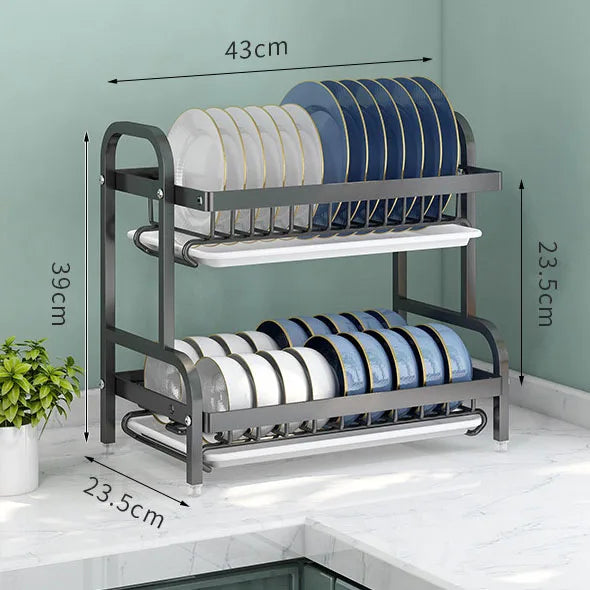 Dish Drying Rack Bowl Racks Large Rust-proof Dish Drainer with Utensil Holder 3 Layer Secure Kitchen Utensil Storage Drainboard
