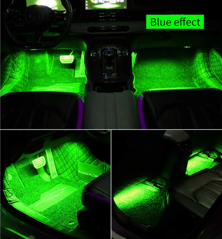 LED Car Interior Ambient Foot Strip Light Kit Accessories Backlight Remote App Music Control Auto RGB Decorative Lamp