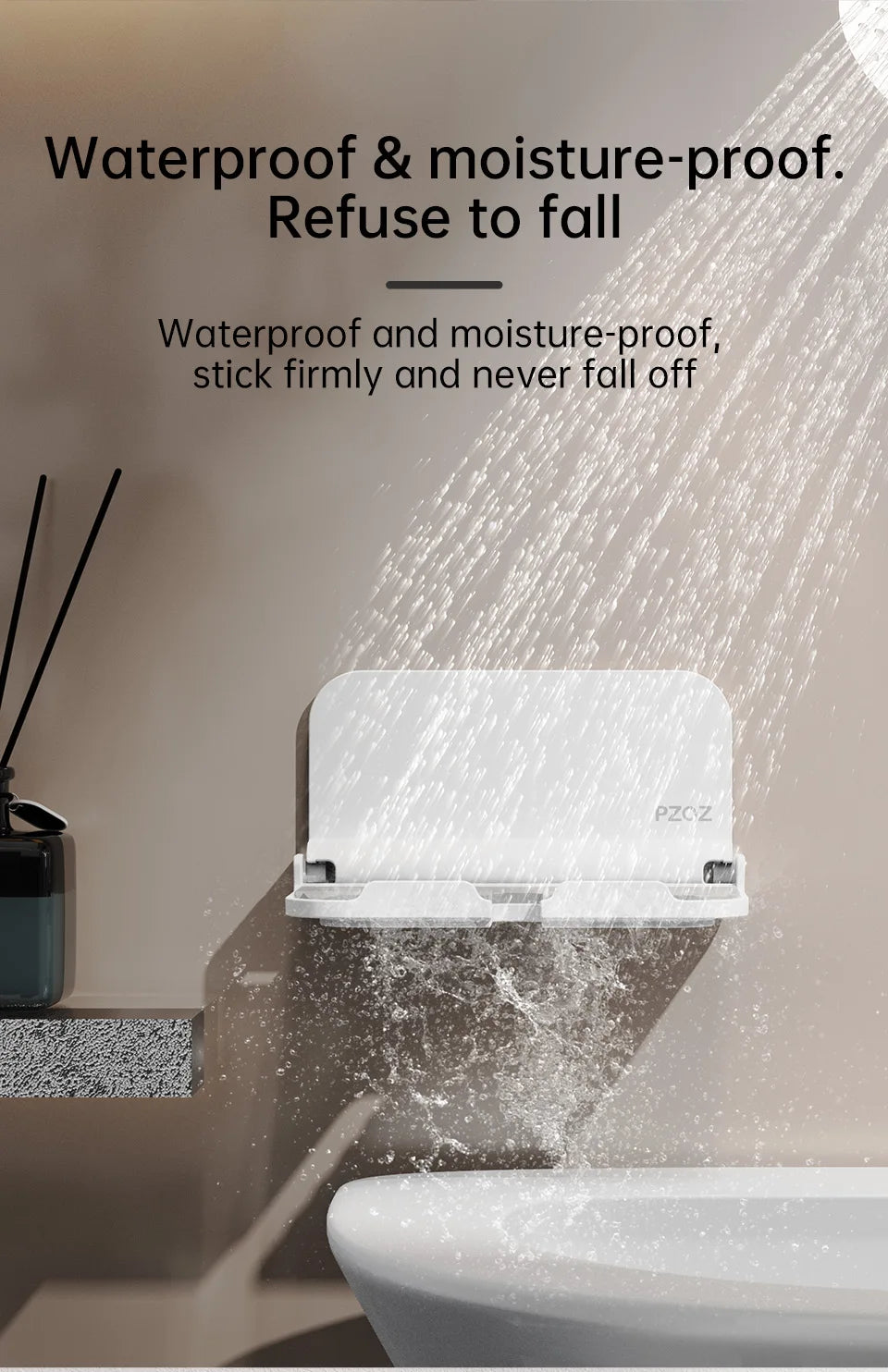 PZOZ Wall Mount Holder Charger Hook Hanging Stand Bracket Dock Mobile Phone Tablet Holder Pasted on Wall Foldable Shower Holder