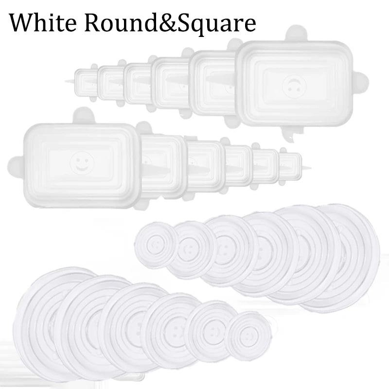 6/12/24PCS Food Silicone Cover Fresh-keeping Stretch Lid Reusable Airtight Cap Wrap Kitchen Accessories Refrigerator Storage