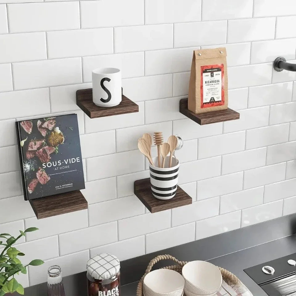 4-Pack Small Floating Shelves Household Decoration Furnishing Display Rack 5 Inch Potted Plant Sturdy Small-scale Storage Rack