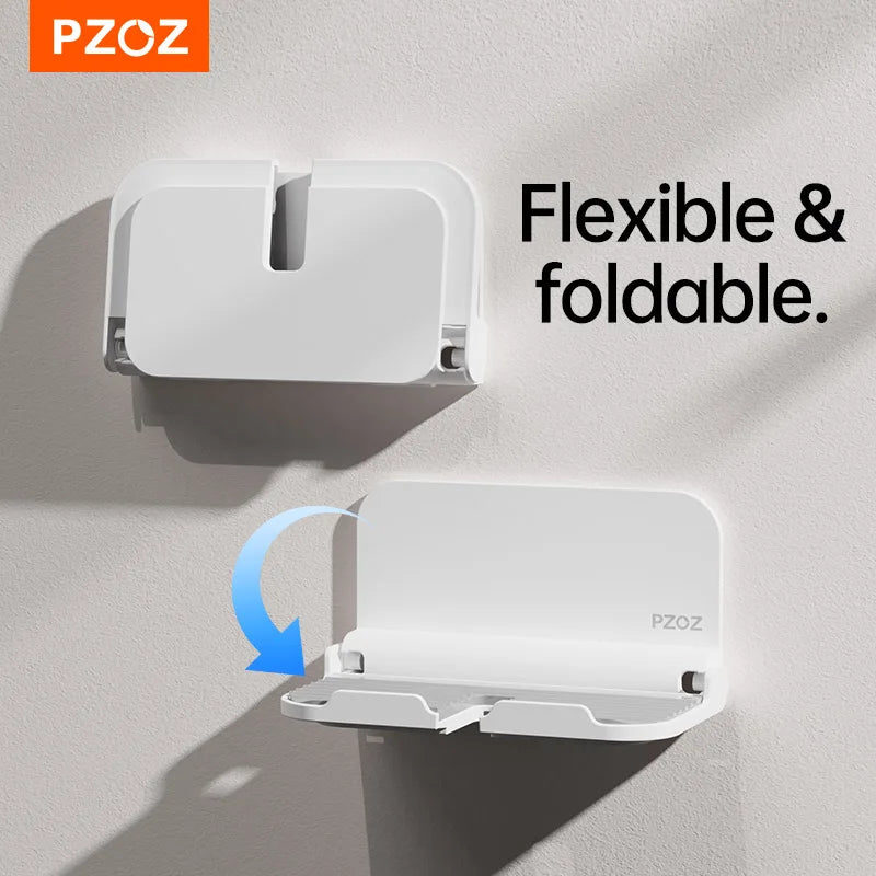 PZOZ Wall Mount Holder Charger Hook Hanging Stand Bracket Dock Mobile Phone Tablet Holder Pasted on Wall Foldable Shower Holder