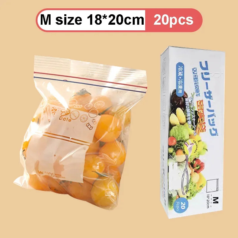 Reusable Zip Lock Bag Food Grade Transparent Storage Bag Refrigerator Fresh-keeping Bag Food Sealed Fruit Food Freezing Special